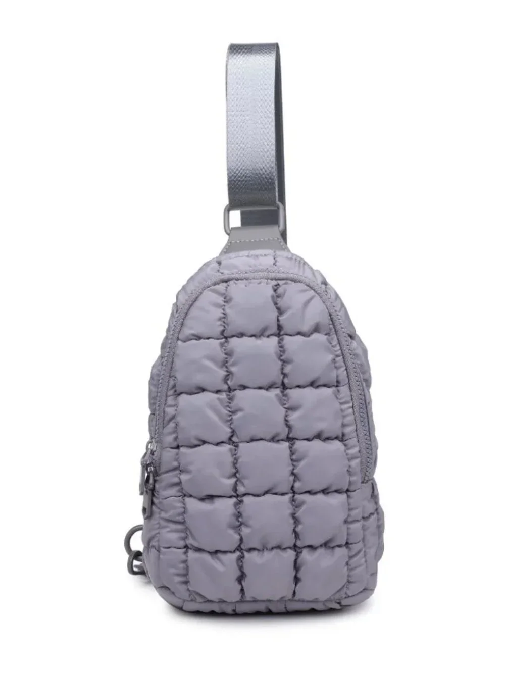 Gray Sol and Selene Rejuvenate Quilted Puffer Nylon Sling Backpack Bag